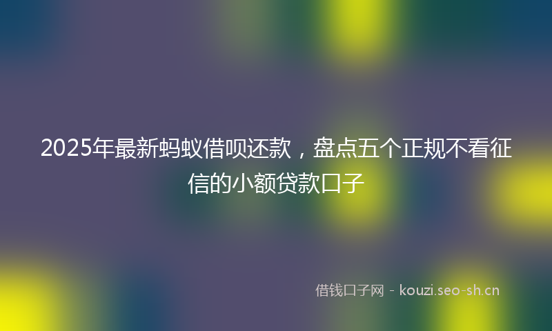 2025年最新蚂蚁借呗还款，盘点五个正规不看征信的小额贷款口子
