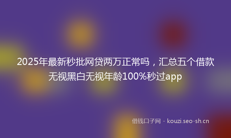 2025年最新秒批网贷两万正常吗，汇总五个借款无视黑白无视年龄100%秒过app