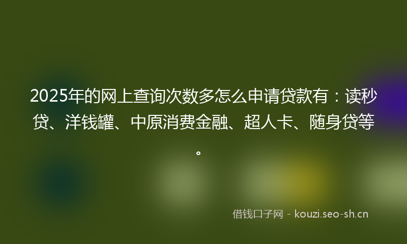 2025年的网上查询次数多怎么申请贷款有：读秒贷、洋钱罐、中原消费金融、超人卡、随身贷等。