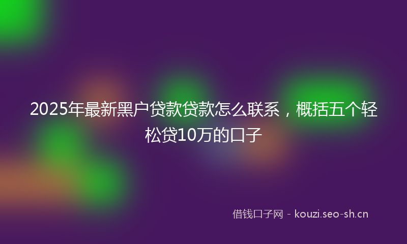 2025年最新黑户贷款贷款怎么联系，概括五个轻松贷10万的口子