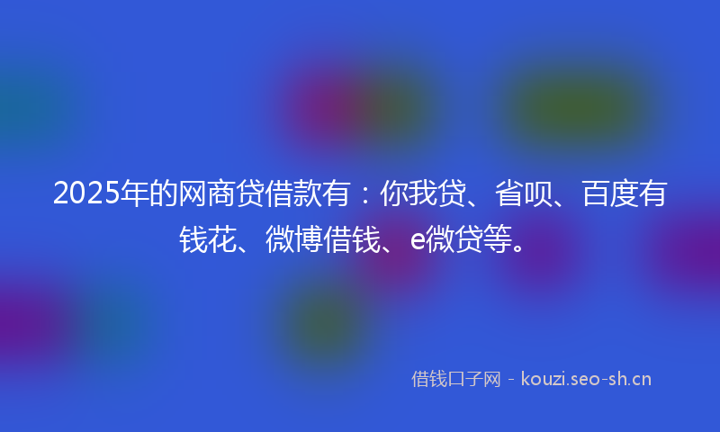 2025年的网商贷借款有：你我贷、省呗、百度有钱花、微博借钱、e微贷等。