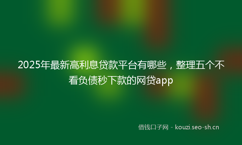 2025年最新高利息贷款平台有哪些，整理五个不看负债秒下款的网贷app