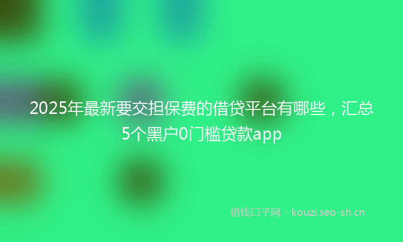 2025年最新要交担保费的借贷平台有哪些，汇总5个黑户0门槛贷款app