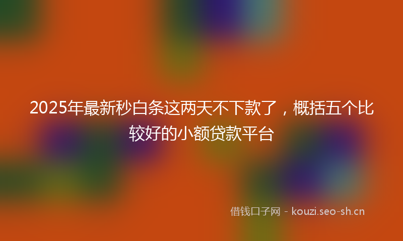 2025年最新秒白条这两天不下款了，概括五个比较好的小额贷款平台