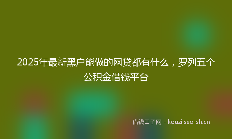 2025年最新黑户能做的网贷都有什么，罗列五个公积金借钱平台