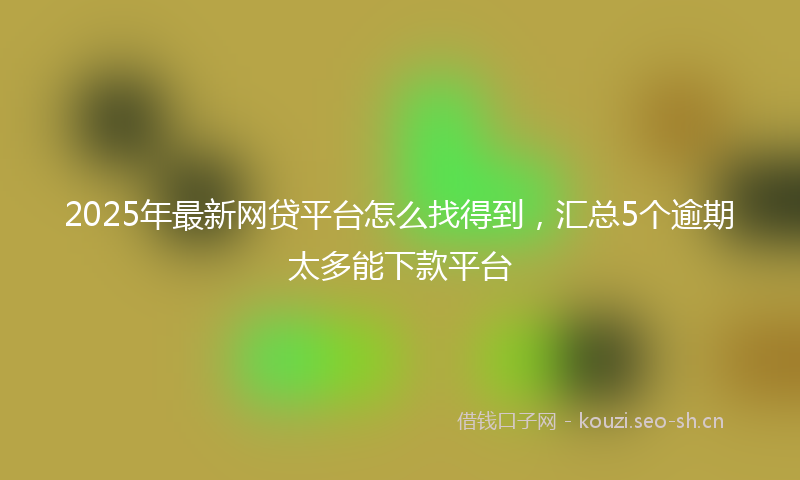 2025年最新网贷平台怎么找得到，汇总5个逾期太多能下款平台