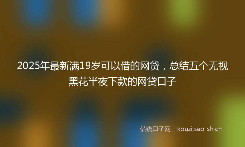 2025年最新满19岁可以借的网贷，总结五个无视黑花半夜下款的网贷口子