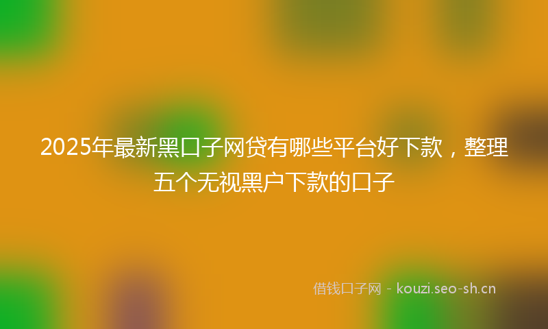 2025年最新黑口子网贷有哪些平台好下款，整理五个无视黑户下款的口子