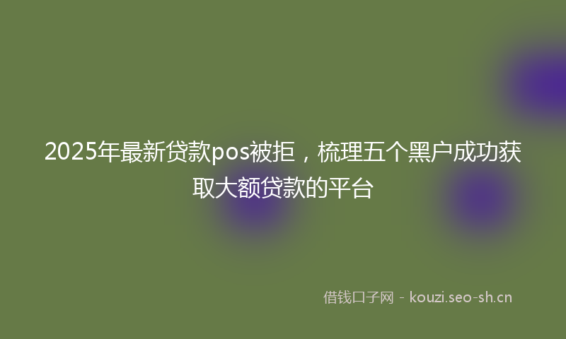 2025年最新贷款pos被拒，梳理五个黑户成功获取大额贷款的平台