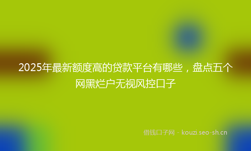 2025年最新额度高的贷款平台有哪些，盘点五个网黑烂户无视风控口子