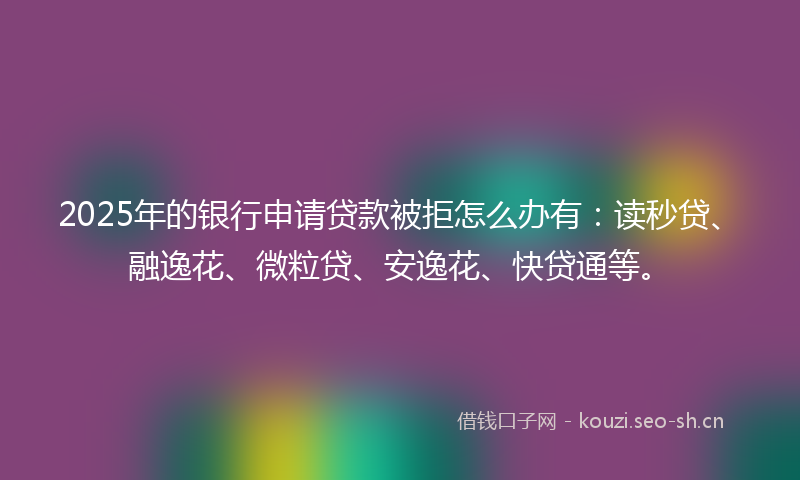 2025年的银行申请贷款被拒怎么办有：读秒贷、融逸花、微粒贷、安逸花、快贷通等。