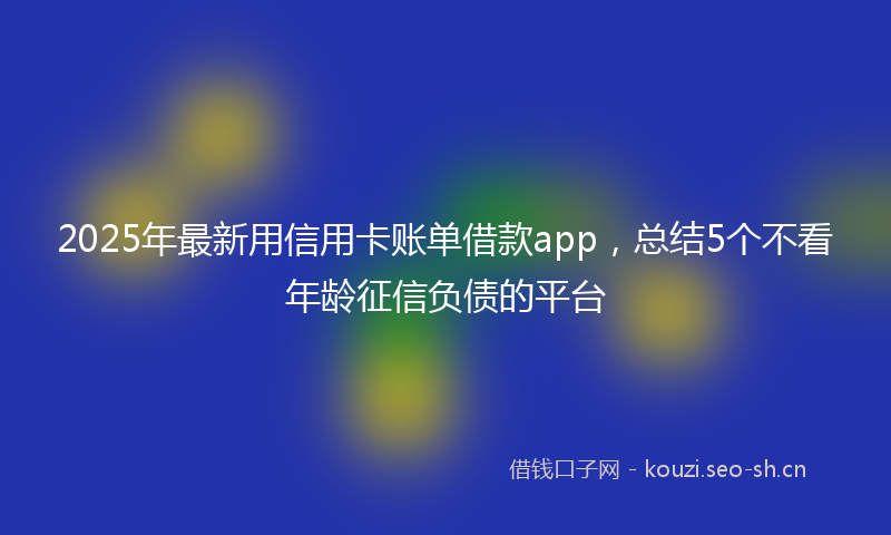 2025年最新用信用卡账单借款app，总结5个不看年龄征信负债的平台