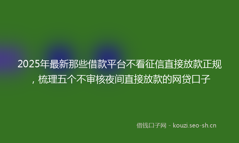 2025年最新那些借款平台不看征信直接放款正规，梳理五个不审核夜间直接放款的网贷口子