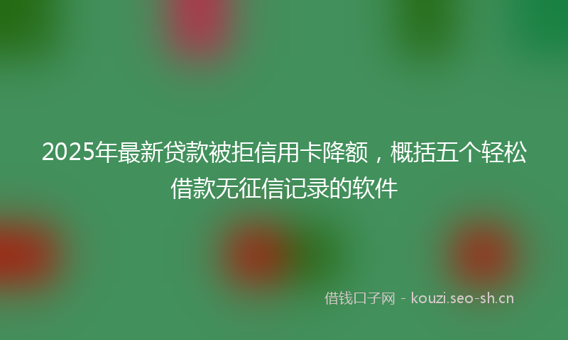2025年最新贷款被拒信用卡降额，概括五个轻松借款无征信记录的软件