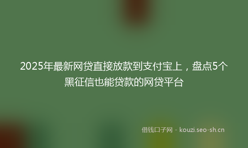 2025年最新网贷直接放款到支付宝上，盘点5个黑征信也能贷款的网贷平台