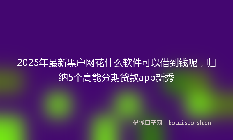2025年最新黑户网花什么软件可以借到钱呢，归纳5个高能分期贷款app新秀