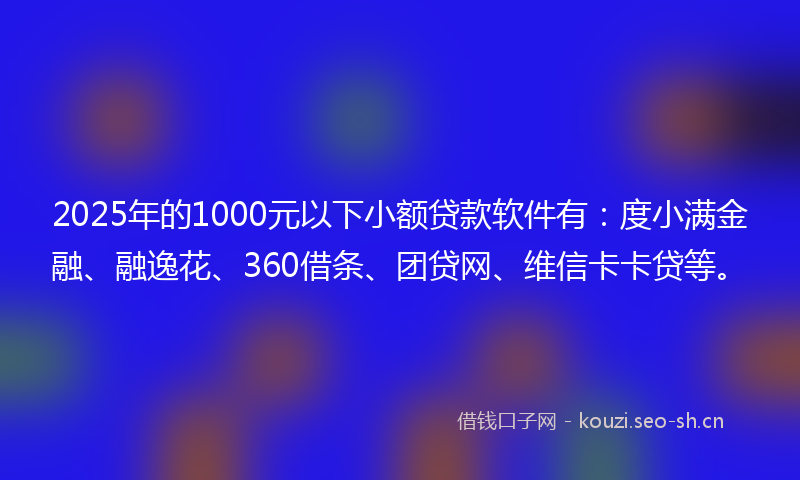 2025年的1000元以下小额贷款软件有：度小满金融、融逸花、360借条、团贷网、维信卡卡贷等。