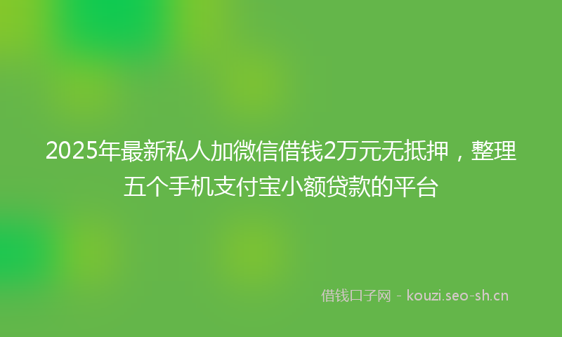 2025年最新私人加微信借钱2万元无抵押，整理五个手机支付宝小额贷款的平台