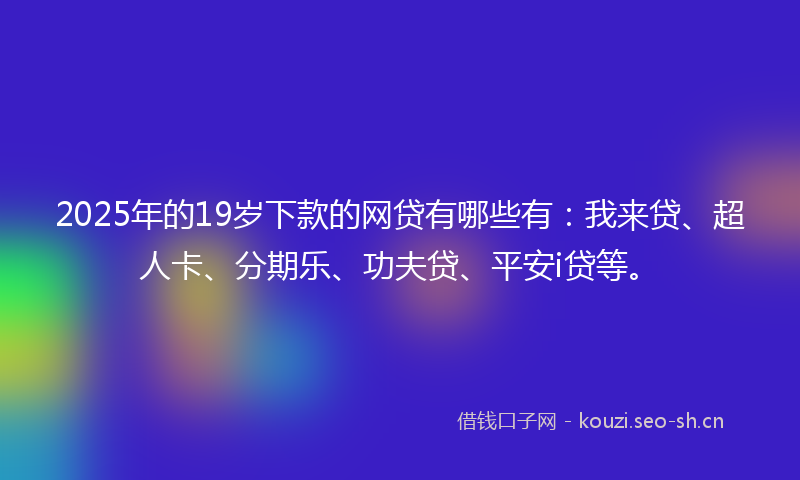 2025年的19岁下款的网贷有哪些有：我来贷、超人卡、分期乐、功夫贷、平安i贷等。