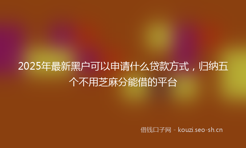 2025年最新黑户可以申请什么贷款方式，归纳五个不用芝麻分能借的平台
