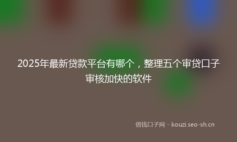 2025年最新贷款平台有哪个，整理五个审贷口子审核加快的软件