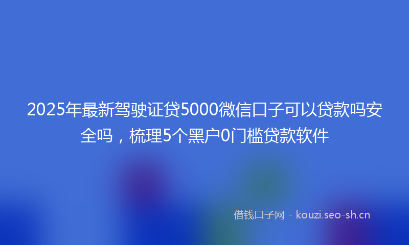 2025年最新驾驶证贷5000微信口子可以贷款吗安全吗，梳理5个黑户0门槛贷款软件