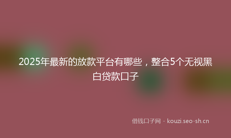2025年最新的放款平台有哪些，整合5个无视黑白贷款口子