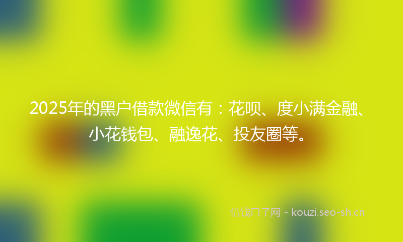 2025年的黑户借款微信有：花呗、度小满金融、小花钱包、融逸花、投友圈等。