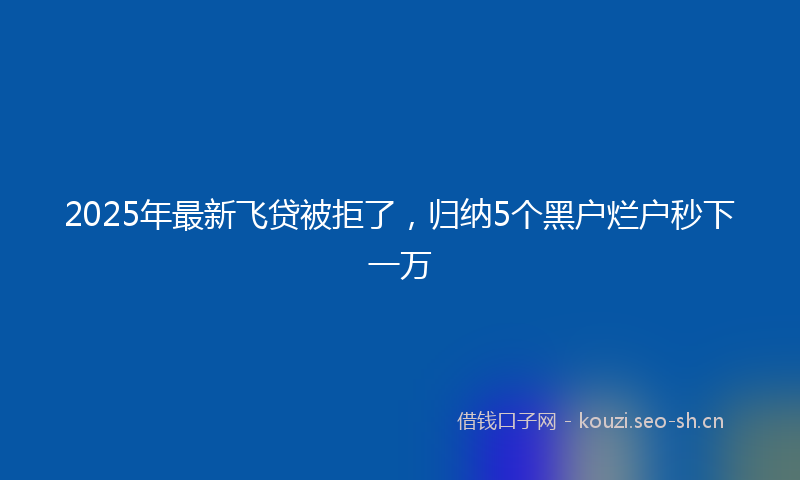 2025年最新飞贷被拒了，归纳5个黑户烂户秒下一万