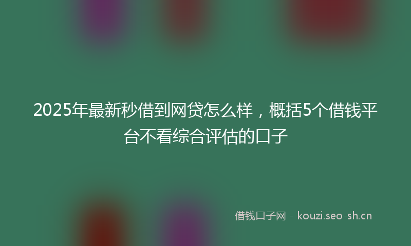 2025年最新秒借到网贷怎么样，概括5个借钱平台不看综合评估的口子