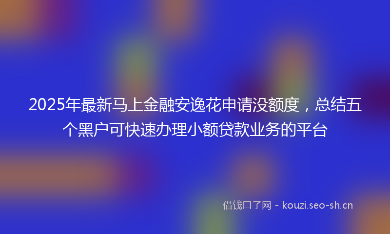 2025年最新马上金融安逸花申请没额度，总结五个黑户可快速办理小额贷款业务的平台