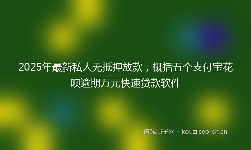 2025年最新私人无抵押放款，概括五个支付宝花呗逾期万元快速贷款软件