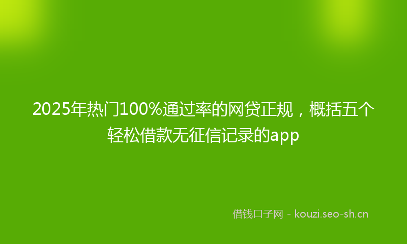 2025年热门100%通过率的网贷正规，概括五个轻松借款无征信记录的app