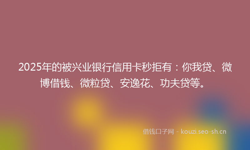 2025年的被兴业银行信用卡秒拒有：你我贷、微博借钱、微粒贷、安逸花、功夫贷等。