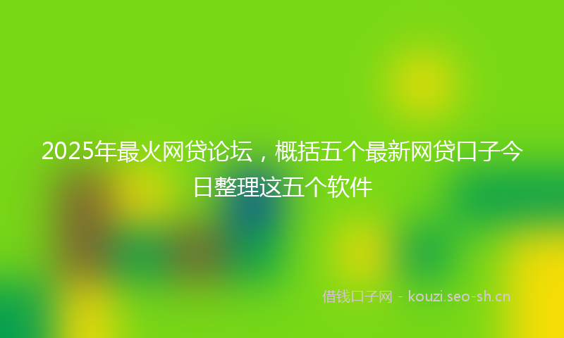2025年最火网贷论坛，概括五个最新网贷口子今日整理这五个软件