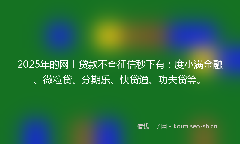 2025年的网上贷款不查征信秒下有：度小满金融、微粒贷、分期乐、快贷通、功夫贷等。