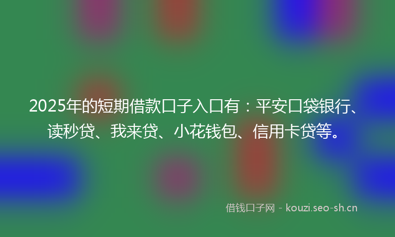 2025年的短期借款口子入口有:平安口袋银行、读秒贷、我来贷、小花钱包、信用卡贷等。