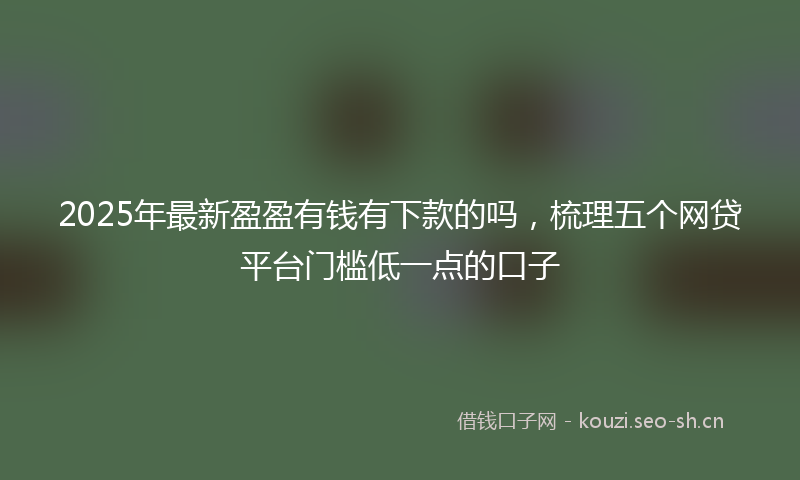 2025年最新盈盈有钱有下款的吗，梳理五个网贷平台门槛低一点的口子