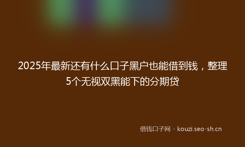 2025年最新还有什么口子黑户也能借到钱，整理5个无视双黑能下的分期贷