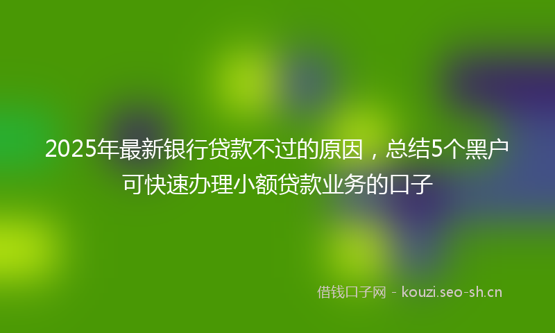 2025年最新银行贷款不过的原因，总结5个黑户可快速办理小额贷款业务的口子