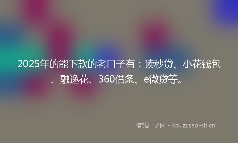 2025年的能下款的老口子有：读秒贷、小花钱包、融逸花、360借条、e微贷等。