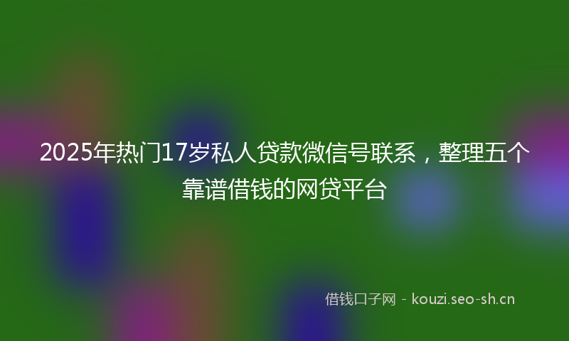 2025年热门17岁私人贷款微信号联系，整理五个靠谱借钱的网贷平台