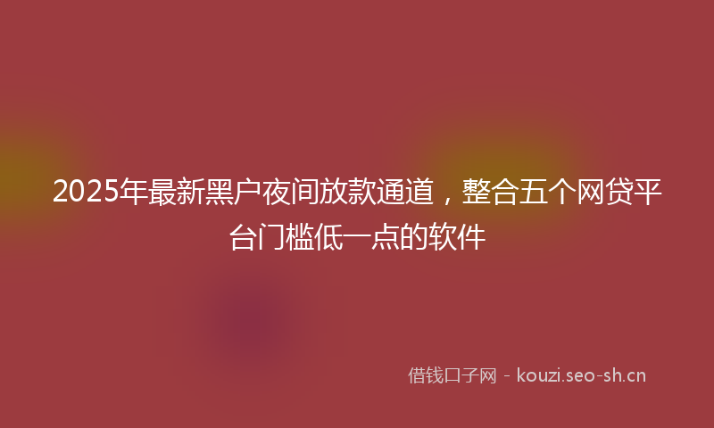 2025年最新黑户夜间放款通道，整合五个网贷平台门槛低一点的软件