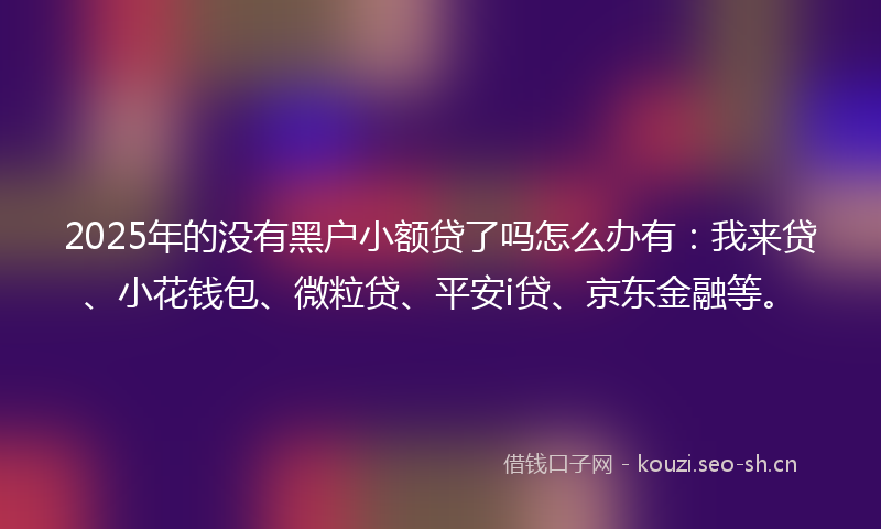 2025年的没有黑户小额贷了吗怎么办有：我来贷、小花钱包、微粒贷、平安i贷、京东金融等。