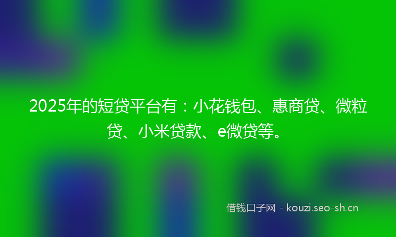 2025年的短贷平台有：小花钱包、惠商贷、微粒贷、小米贷款、e微贷等。