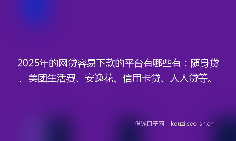 2025年的网贷容易下款的平台有哪些有：随身贷、美团生活费、安逸花、信用卡贷、人人贷等。