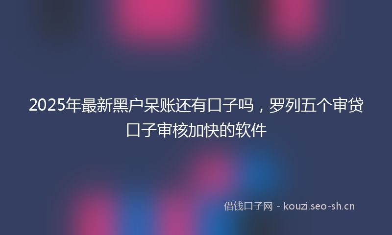 2025年最新黑户呆账还有口子吗，罗列五个审贷口子审核加快的软件