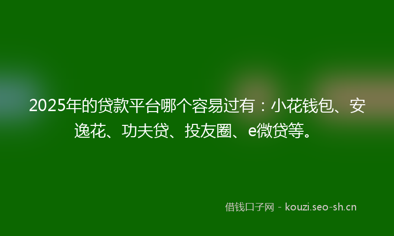 2025年的贷款平台哪个容易过有：小花钱包、安逸花、功夫贷、投友圈、e微贷等。