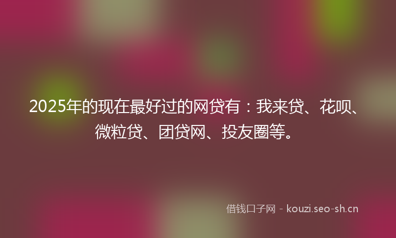 2025年的现在最好过的网贷有：我来贷、花呗、微粒贷、团贷网、投友圈等。