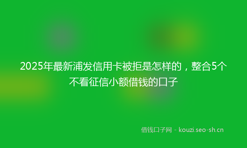 2025年最新浦发信用卡被拒是怎样的，整合5个不看征信小额借钱的口子